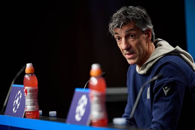 SOCCER - UEFA CL, Sociedad vs RBS SAN SEBASTIAN,SPAIN,28.NOV.23 - SOCCER - UEFA Champions League, group stage, Real Sociedad vs Red Bull Salzburg, preview, press conference, PK, Pressekonferenz Sociedad. Image shows head coach Imanol Alguacil (Sociedad).  GEPAxpictures xDanielxFernandez