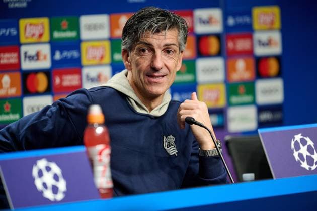 SOCCER - UEFA CL, Sociedad vs RBS SAN SEBASTIAN,SPAIN,28.NOV.23 - SOCCER - UEFA Champions League, group stage, Real Sociedad vs Red Bull Salzburg, preview, press conference, PK, Pressekonferenz Sociedad. Image shows head coach Imanol Alguacil (Sociedad).  GEPAxpictures xDanielxFernandez