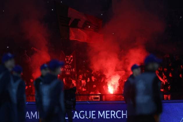 UEFA Champions League football match - SS Lazio vs Celtic FC Rome, Italy 28.11.2023: incidents between fans before the match with smoke bombs being thrown in the Uefa Champions League 2023-2024 football, group E, between SS Lazio vs Celtic Glasgow at Olympic Stadium in Rome. Rome Italy  Copyright: xIPAxSport ABACAx