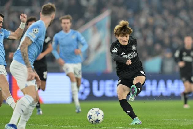 Foto Alfredo Falcone LaPresse 28 Novembre 2023 - Roma, Italia - calcio - Lazio vs Celtic - Uefa Champions League 2023-2024 Girone E - Stadio Olimpico di Roma. Nella foto:Kyogo Furuhashi (Celtic FC) Foto Alfredo Falcone LaPresse November 28, 2023 Rome, Italy - sport, soccer - Lazio vs Celtic - Uefa Champions League 2023-2024 Group E - Olimpic Stadium & xee;n Rome. In the pic: Kyogo Furuhashi (Celtic FC)  Copyright: xAlfredoxFalcone LaPressex