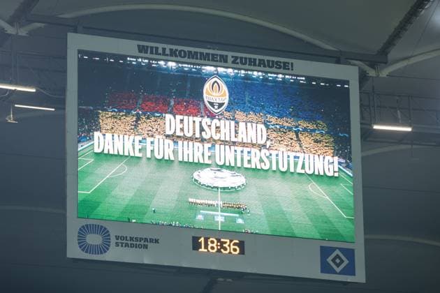 UEFA Champions League Shakhtar Royal Antwerp 28 11 2023 FC Shakhtar Donetsk thank you, Germany thank you for your support UEFA Champions League Shakhtar Royal Antwerp Hamburg, Volksparkstadion, 28 11 2023 Copyright: xBEAUTIFULxSPORTS Buriakovx