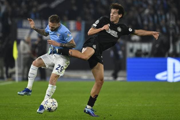 Manuel Lazzari of S.S. Lazio and Paulo Bernardo of Celtic C.F.C. during the 5th day of the UEFA Champions League Group E between S.S. Lazio - Celtic F.C. on 28 November 2023 at the Olympic Stadium in Rome, Italy.  Copyright: xDomenicoxCippitelli IPAxSportx x xx IPA_41915410 IPA_Agency_IPA41915410