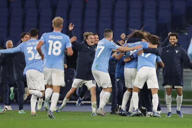 UEFA Champions League SS Lazio vs Celtic Football Club Lazio™s Italian forward Ciro Immobile celebrates after scoring a goal during the UEFA Champions League match SS Lazio vs Celtic Football Club at Olimpico Stadium on November 28, 2023, in Rome. ABPH9172 Copyright: xAntonioxBalascox