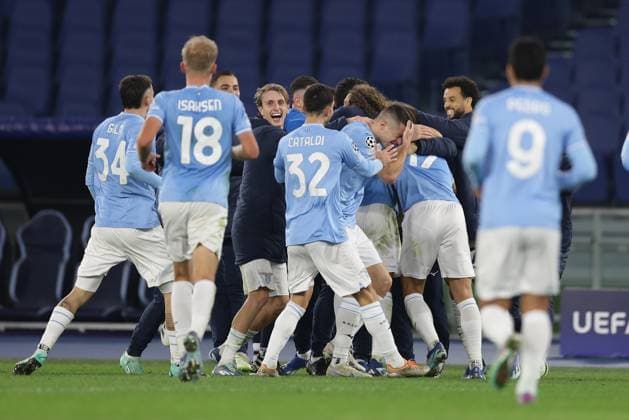 UEFA Champions League SS Lazio vs Celtic Football Club Lazio™s Italian forward Ciro Immobile celebrates after scoring a goal during the UEFA Champions League match SS Lazio vs Celtic Football Club at Olimpico Stadium on November 28, 2023, in Rome. ABPH9184 Copyright: xAntonioxBalascox