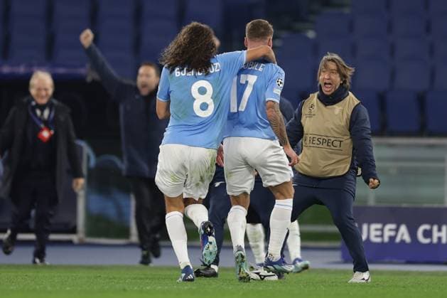 UEFA Champions League SS Lazio vs Celtic Football Club Lazio™s Italian forward Ciro Immobile celebrates after scoring a goal during the UEFA Champions League match SS Lazio vs Celtic Football Club at Olimpico Stadium on November 28, 2023, in Rome. ABPH9147 Copyright: xAntonioxBalascox