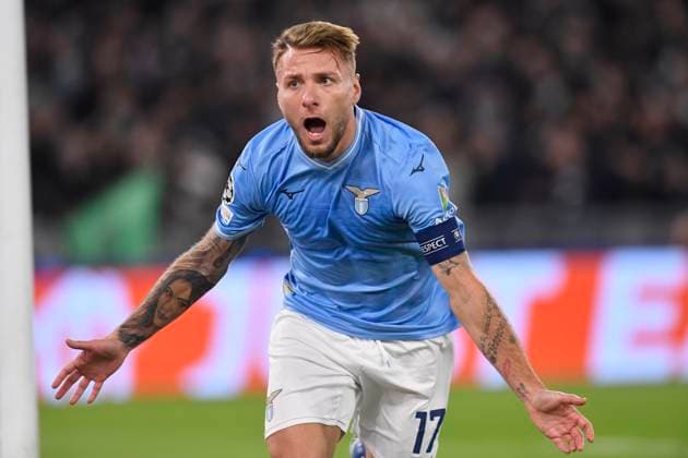 Ciro Immobile of SS Lazio celebrates after scoring the goal of 1-0 during the Champions League Group E football match between SS Lazio and Celtic at Olimpico stadium in Rome (Italy), November 28th, 2023. AntoniettaxBaldassarre