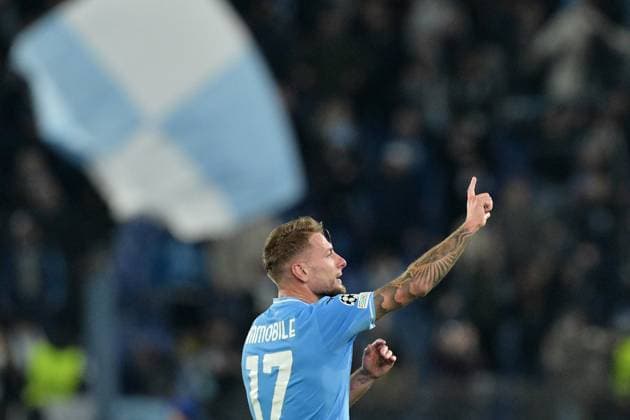 Foto Alfredo Falcone LaPresse 28 Novembre 2023 - Roma, Italia - calcio - Lazio vs Celtic - Uefa Champions League 2023-2024 Girone E - Stadio Olimpico di Roma. Nella foto:esultanza Ciro Immobile (17 SS Lazio) Foto Alfredo Falcone LaPresse November 28, 2023 Rome, Italy - sport, soccer - Lazio vs Celtic - Uefa Champions League 2023-2024 Group E - Olimpic Stadium & xee;n Rome. In the pic: Ciro Immobile (17 SS Lazio) celebrates  Copyright: xAlfredoxFalcone LaPressex