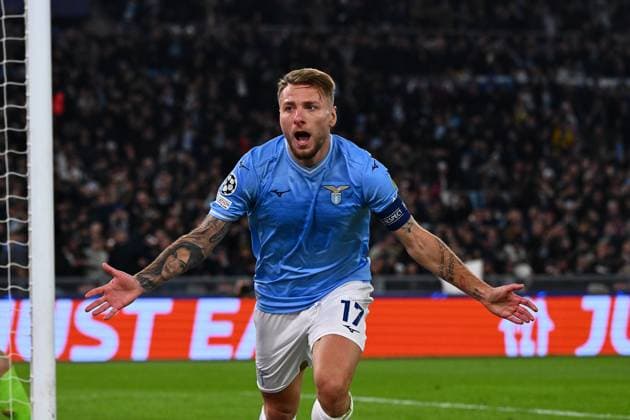 Ciro Immobile of SS Lazio celebrates after scoring a goal during the Uefa Champions League match between SS Lazio and Celtic FC at Stadio Olimpico Rome Italy on 28 November 2023. Photo Nicola Ianuale Rome Stadio Olimpico Rome Italy Copyright: xNicolaxIanualex SP24-763-016