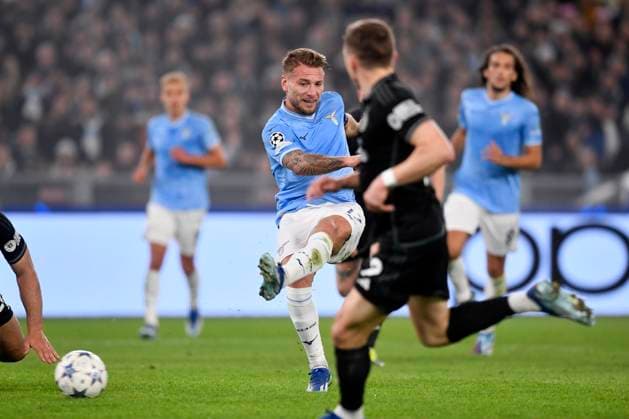 Ciro Immobile of SS Lazio scores the goal of 2-0 during the Champions League Group E football match between SS Lazio and Celtic at Olimpico stadium in Rome (Italy), November 28th, 2023. AntoniettaxBaldassarre