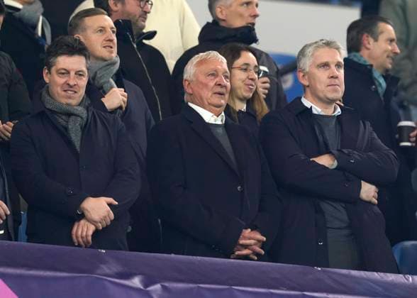 Manchester, England, 28th November 2023. Mike Summerbee (c) takes a seat in the stands on the day he was immortalised in a statue along with Francis Lee and Colin Bell during the UEFA Champions League match at the Etihad Stadium, Manchester. Picture credit should read: Andrew Yates Sportimage EDITORIAL USE ONLY. No use with unauthorised audio, video, data, fixture lists, club league logos or live services. Online in-match use limited to 120 images, no video emulation. No use in betting, games or single club league player publications. SPI-2749-0019