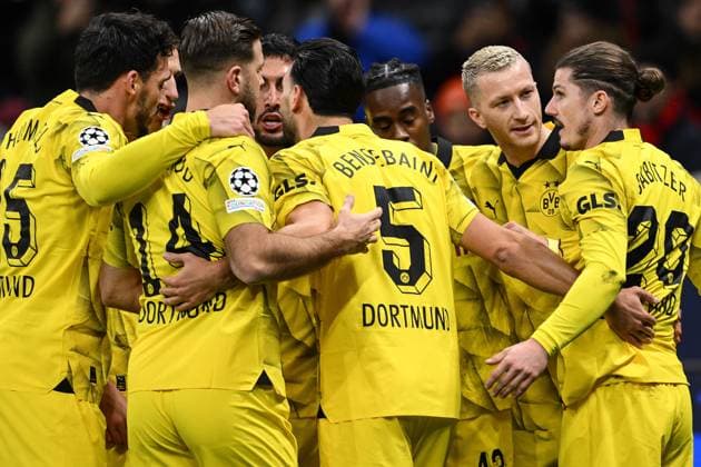 Mg Milano 28 11 2023 - Champions League Milan-Borussia Dortmund foto Matteo Gribaudi Image nella foto: esultanza gol Marco Reus 