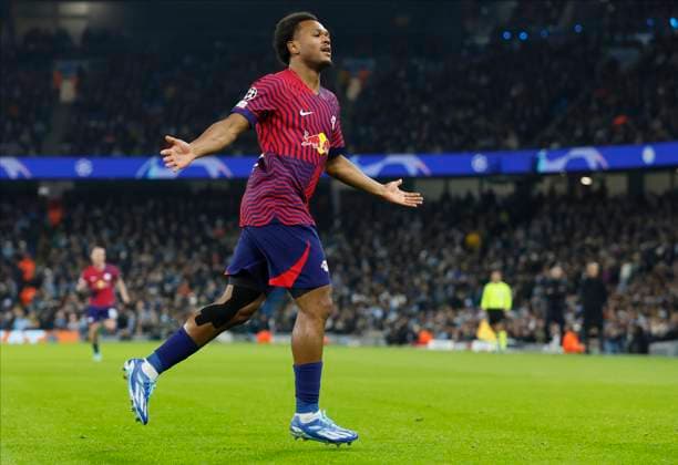 Manchester City v RB Leipzig: Group G - UEFA Champions League 2023 24 Lois Openda of RB Leipzig celebrates his goal during the UEFA Champions League match between Manchester City and Rb Leipzig at Etihad Stadium on November 28, 2023 in Manchester, United Kingdom. Manchester Etihad Stadium England United Kingdom Copyright: xRichardxSellers Sportsphoto APLx 13961953