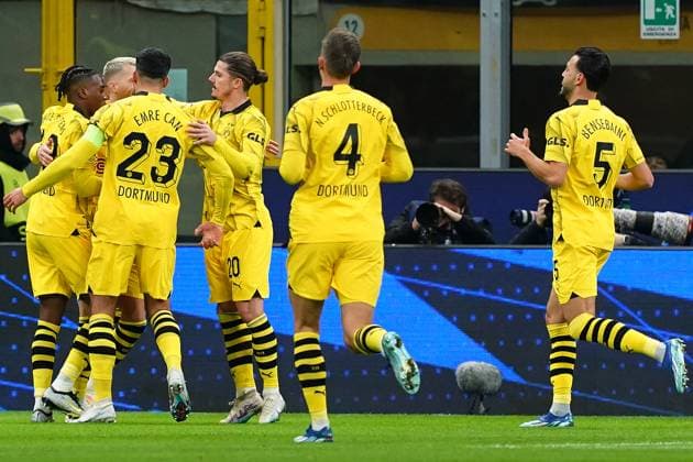Foto Davide Spada LaPresse 28 novembre 2023 - Milano , Italia - calcio - Milan vs Borussia Dortmund - Champions League 2023 2024 - Stadio San Siro. Nella foto: esultanza dopo il gol reus 0-1 November 28 , 2023 Milan , Italy - sport, calcio - Milan vs Borussia Dortmund - Champions League 2023 2024 - San Siro Stadium . In the pic : celebrates after scoring reus 0-1  Copyright: xSpada LaPressex