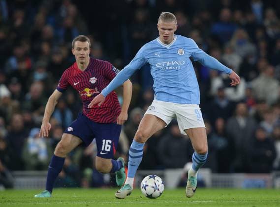 Manchester City v RB Leipzig, UEFA Champions League, Group G, Etihad Stadium, Manchester, UK. - 28th November 2023. Erling Haland of Manchester City. - Manchester City v RB Leipzig, UEFA Champions League, Group G, Etihad Stadium, Manchester, UK. - 28th November 2023. Manchester Etihad Stadium UK Copyright: xDanxWeirx CP_Manchester_City_RB_Leipzig_10