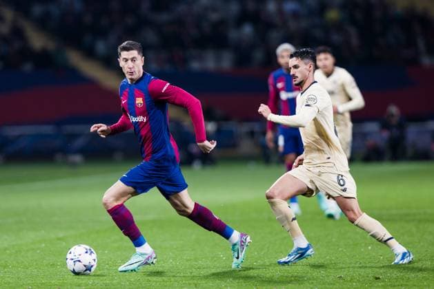 November 28, 2023, Barcelona, Barcelona, Spain: Robert Lewandowski of FC Barcelona, Barca in action during the UEFA Champions League, Group H match played between FC Barcelona and FC Porto at Olimpic de Montjuic stadium on November 28, 2023 in Barcelona, Spain. Barcelona Spain - ZUMAa181 20231128_zaa_a181_093 Copyright: xJavierxBorregox