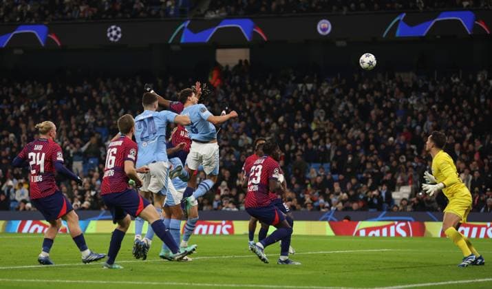 EDITORIAL USE ONLY No use with unauthorised audio, video, data, fixture lists, club league logos or live services. Online in-match use limited to 120 images, no video emulation. No use in betting, games or single club league player publications. Manchester City v RB Leipzig, UEFA Champions League, Group G, Football, Etihad Stadium, Manchester, UK - 28 Nov 2023 EDITORIAL USE ONLY No use with unauthorised audio, video, data, fixture lists, club league logos or live services. Online in-match use limited to 120 images, no video emulation. No use in betting, games or single club league player publications. Copyright: xPaulxCurrie Shutterstockx 14232497af