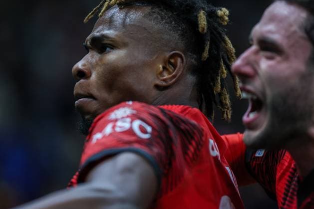 AC Milan vs Borussia Dortmund UEFA Champions League 2023 24 Group Stage Group F 28 11 2023 Samuel Chukwueze of AC Milan celebrates after scoring a goal during UEFA Champions League 2023 24 Group Stage Group F football match between AC Milan and Borussia Dortmund at San Siro Stadium, Milan, Italy on November 28, 2023 Photo FCI Fabrizio Carabelli Copyright: xBEAUTIFULxSPORTS Carabellix
