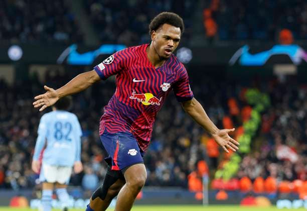 Manchester City v RB Leipzig: Group G - UEFA Champions League 2023 24 Lois Openda of RB Leipzig celebrates 2nd goal during the UEFA Champions League match between Manchester City and Rb Leipzig at Etihad Stadium on November 28, 2023 in Manchester, United Kingdom. Manchester Etihad Stadium England United Kingdom Copyright: xRichardxSellers Sportsphoto APLx 13961991