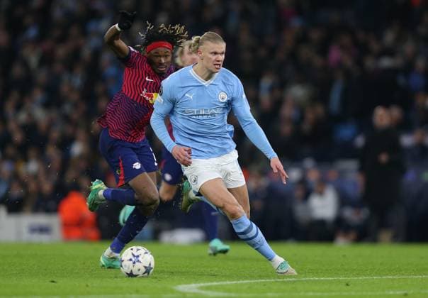 Sport Themen der Woche KW48 Manchester City v RB Leipzig, UEFA Champions League, Group G, Etihad Stadium, Manchester, UK. - 28th November 2023. Erling Haland of Manchester City. - Manchester City v RB Leipzig, UEFA Champions League, Group G, Etihad Stadium, Manchester, UK. - 28th November 2023. Manchester Etihad Stadium UK Copyright: xDanxWeirx CP_Manchester_City_RB_Leipzig_13