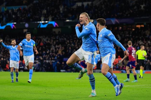 UEFA Champions League Group G Manchester City v RB Leipzig Julian Ãlvarez 19 of Manchester City celebrates his goal to make it 3-2 during the UEFA Champions League Group G match Manchester City vs RB Leipzig at Etihad Stadium, Manchester, United Kingdom, 28th November 2023 (Photo by Conor Molloy News Images) Manchester Etihad Stadium Manchester United, ManU Kingdom Copyright: xConorxMolloy NewsxImagesx