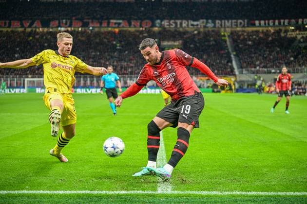 AC Milan v Borussia Dortmund, UEFA Champions League, Milano, Italy Milano, Italy. 28th, November 2023. Theo Hernandez (19) of AC Milan seen during the UEFA Champions League match between AC Milan and Borussia Dortmund at San Siro in Milano. Milano Italy  Copyright: xGonzalesxPhoto TommasoxFimianox