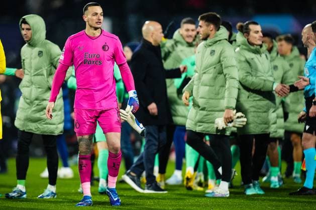 UEFA Champions League: Feyenoord v Atletico Madrid Rotterdam - Feyenoord keeper Justin Bijlow during the 5th leg of the UEFA Champions League group stage between Feyenoord v Atletico Madrid at Stadion Feijenoord De Kuip on 28 November 2023 in Rotterdam, The Netherlands. Copyright: xYannickxVerhoevenx