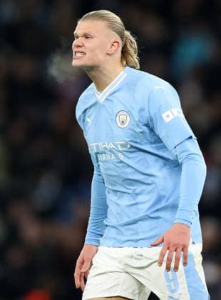 28th November 2023; Etihad Stadium, Manchester, England; Champions League Football, Group Stage, Manchester City versus RB Leipzig; Erling Haaland of Manchester City reacts  ActionPlus12580972 DavidxBlunsden
