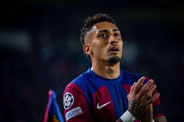 November 28, 2023, BARCELONA, BARCELONA, SPAIN: Raphinha Dias Belloli of FC Barcelona, Barca looks on during the UEFA Champions League, Group H, football match played between FC Barcelona and FC Porto at Olympic de Montjuic stadium on November 28, 2023, in Barcelona, Spain. BARCELONA SPAIN - ZUMAa181 20231128_zaa_a181_157 Copyright: xMarcxGrauperaxAlomax