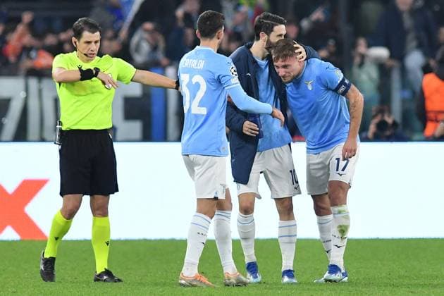 Soccer, Champions League match , Lazio v Celtic Ciro Immobile of SS Lazio celebrates scoring his goal during the Champions League match between Lazio v Celtic at Olympic stadium, Italy, November 28th, 2023. Photographer01 Rome ITALY Lazio  Copyright: xIPAxSport ABACAx