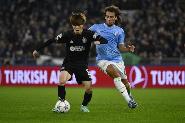 UEFA Champions League football match - SS Lazio vs Celtic FC Kyogo Furuhashi of Celtic F.C. and Matteo Guendouzi of S.S. Lazio during the 5th day of the UEFA Champions League Group E between S.S. Lazio - Celtic F.C. on 28 November 2023 at the Olympic Stadium in Rome, Italy. Rome Italy  Copyright: xIPAxSport ABACAx
