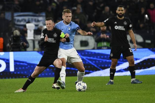UEFA Champions League football match - SS Lazio vs Celtic FC Callum McGregor of Celtic F.C. and Ciro Immobile of S.S. Lazio during the 5th day of the UEFA Champions League Group E between S.S. Lazio - Celtic F.C. on 28 November 2023 at the Olympic Stadium in Rome, Italy. Rome Italy  Copyright: xIPAxSport ABACAx