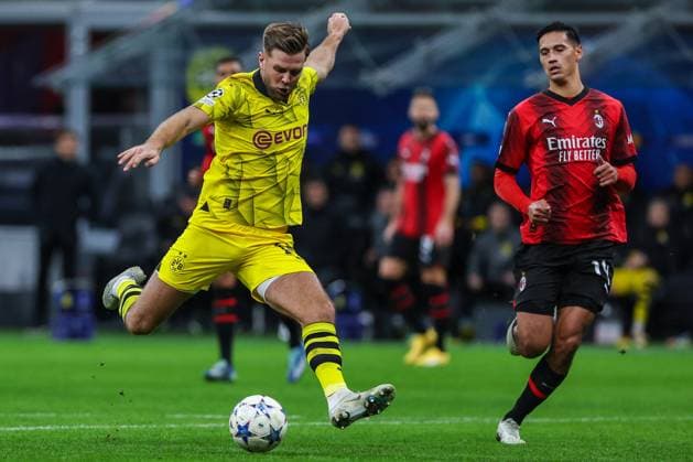 UEFA Champions League football match - Ac Milan vs Borussia Dortmund Niclas Fullkrug of Borussia Dortmund seen in action during UEFA Champions League 2023 24 Group Stage - Group F football match between AC Milan and Borussia Dortmund at San Siro Stadium, Milan, Italy on November 28, 2023 Milan Italy  Copyright: xIPAxSport ABACAx