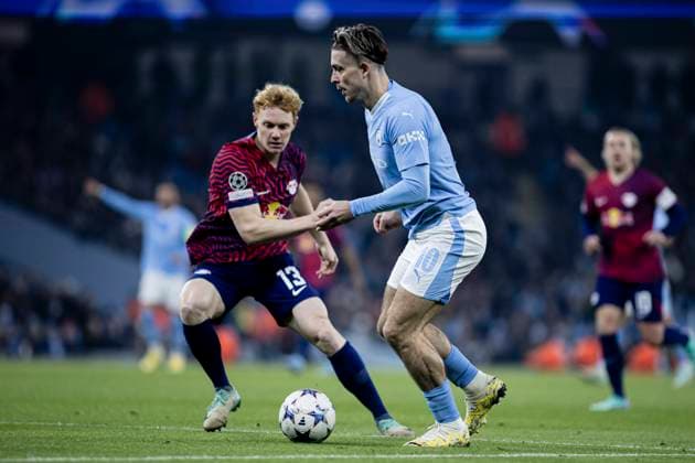 Manchester, England, Nov 28th 2023: Jack Grealish of Man City on the ball during the UEFA Champions League football match between Manchester City and Red Bull Leipzig at the Etihad Stadium in Manchester. Manchester City won 3-2 (Danilo Fernandes SPP) Copyright: xDaniloxFernandesx xSPPx spp-en-DaFeSp-RC3_ManC_Leipzig_25Nov2023_DANILO_334