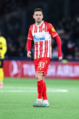 BERN, SWITZERLAND NOVEMBER 28 Srdjan Mijailovic of Crvena zvezda during the UEFA Champions League Group Stage match between BSC Young Boys and FK Crvena zvezda at Stadion Wankdorf on November 28, 2023 in Bern, Switzerland Bern Stadion Wankdorf Bern Switzerland Copyright: xJustPictures.ch LuigixRizzox jp-en-EuSpIm-Y.Boys_Crvena_28Nov2023_00069