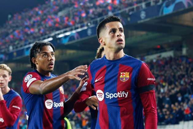 Jules Kounde, Joao Cancelo (Barcelona), NOVEMBER 28, 2023 - Football Soccer : UEFA Champions League Group H match between FC Barcelona, Barca 2-1 FC Porto at the Estadi Olimpic Lluis Companys in Barcelona, Spain. Noxthirdxpartyxsales  (236930270)