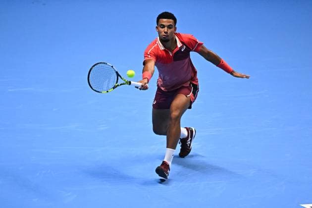 ATP, Tennis Herren NextGen - Jeddah Arthur Fils (FRA) during his first round match at the 2023 ATP NextGen at the King Abdullah Sports City in Jeddah, Saudi Arabia, on November 28, 2023. Photo by Corinne Dubreuil ABACAPRESS.COM Jeddah Saudi Arabia  Copyright: xDubreuilxCorinne ABACAx