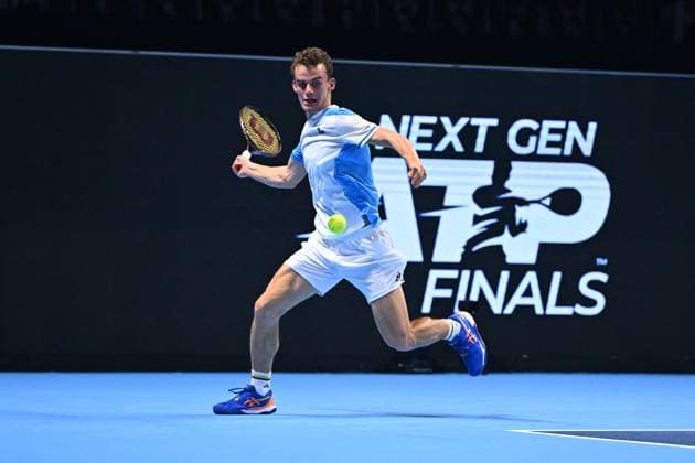 ATP, Tennis Herren NextGen - Jeddah Luca Van Assche (FRA) during his first round match at the 2023 ATP NextGen at the King Abdullah Sports City in Jeddah, Saudi Arabia, on November 28, 2023. Photo by Corinne Dubreuil ABACAPRESS.COM Jeddah Saudi Arabia  Copyright: xDubreuilxCorinne ABACAx