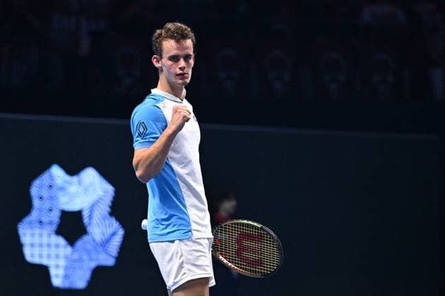 ATP, Tennis Herren NextGen - Jeddah Luca Van Assche (FRA) during his first round match at the 2023 ATP NextGen at the King Abdullah Sports City in Jeddah, Saudi Arabia, on November 28, 2023. Photo by Corinne Dubreuil ABACAPRESS.COM Jeddah Saudi Arabia  Copyright: xDubreuilxCorinne ABACAx