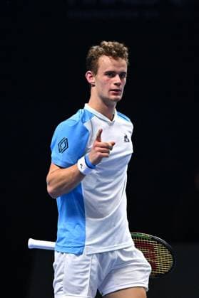 ATP, Tennis Herren NextGen - Jeddah Luca Van Assche (FRA) during his first round match at the 2023 ATP NextGen at the King Abdullah Sports City in Jeddah, Saudi Arabia, on November 28, 2023. Photo by Corinne Dubreuil ABACAPRESS.COM Jeddah Saudi Arabia  Copyright: xDubreuilxCorinne ABACAx