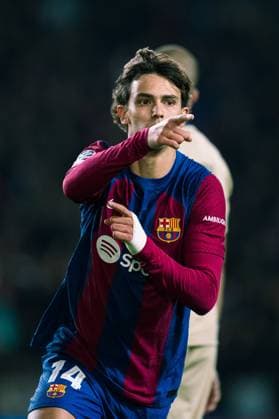 (231129) -- BARCELONA, Nov. 29, 2023 -- Joao Felix of Barcelona celebrates a goal during the UEFA Champions League Group H match between FC Barcelona, Barca and FC Porto in Barcelona, Spain, on Nov. 28, 2023. (Photo by Xinhua) (SP)SPAIN-BARCELONA-FOOTBALL-UEFA CHAMPIONS LEAGUE-BARCELONA VS FC PORTO JoanxGosa 