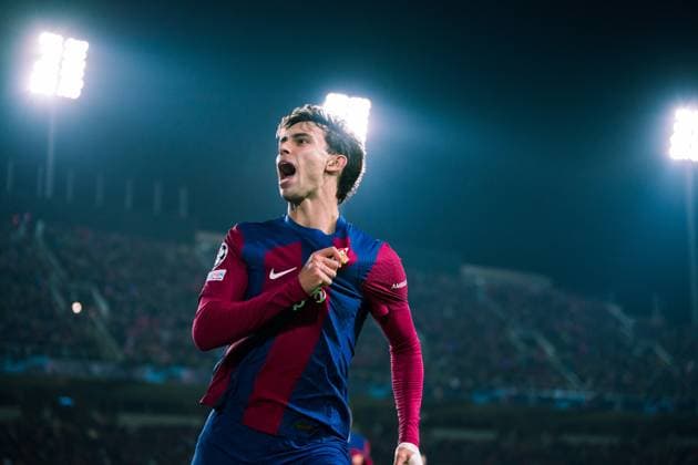 (231129) -- BARCELONA, Nov. 29, 2023 -- Joao Felix of Barcelona celebrates a goal during the UEFA Champions League Group H match between FC Barcelona, Barca and FC Porto in Barcelona, Spain, on Nov. 28, 2023. (Photo by Xinhua) (SP)SPAIN-BARCELONA-FOOTBALL-UEFA CHAMPIONS LEAGUE-BARCELONA VS FC PORTO JoanxGosa 