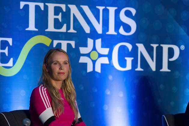 Tennisfest GNP press conference, PK, Pressekonferenz - Mexico Caroline Wozniacki of Denmark speaks to the media during a press conference prior to the Tennisfest GNP 2023 at Hayat Regency Hotel on November 28, 2023 in Mexico City, Mexico. Photo by Carlos Tischler Eyepix Group ABACAPRESS.COM Mexico City Mexico  Copyright: xTischlerxCarlos Eyepix ABACAx
