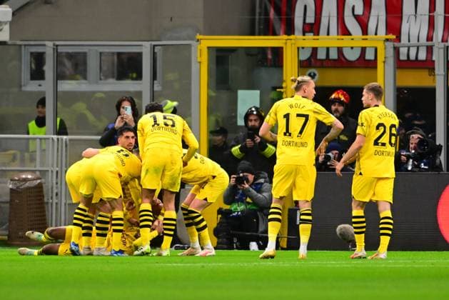 Italy, Milan, 28 11 2023, San Siro Stadium, AC Milan Borussia Dortmund UEFA Champions League 2023 2024 Group F, Karim Adeyemi of Borussia Dortmund celebrates after scoring his team s third goal Milan San Siro Stadium Lombardy Italy  eu-images-560