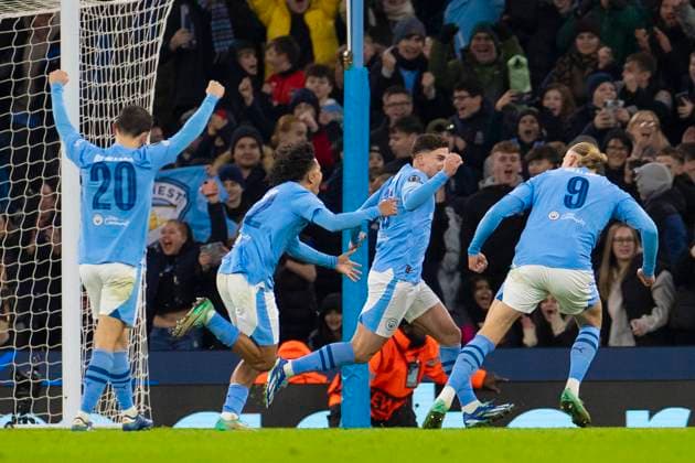 Manchester City v RB Leipzig: Group G - UEFA Champions League 2023 24 Julian Alvarez 19 of Manchester City is celebrating his goal during the UEFA Champions League, Group G match between Manchester City and RB Leipzig at the Etihad Stadium in Manchester, on November 28, 2023. Manchester Manchester United, ManU Kingdom  Copyright: xMIxNewsx originalFilename:fletcher-manchest231128_npHtF.jpg