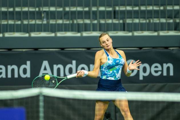 Andorra Open 2023 - Day 2 Dayana Yastremska of Ukraine is in action against Ekaterina Makarova of Russia during the Round of 32 of the Creand Andorra Open Women s Tennis Association WTA, Tennis Damen 2023 tennis tournament at the Poliesportiu d Andorra in Andorra La Vella, Andorra, on November 28, 2023. Andorra la Vella Andorra  Copyright: xMartinxSilvaxCosentinox originalFilename:silvacosentino-dayanaya231128_np6tW.jpg