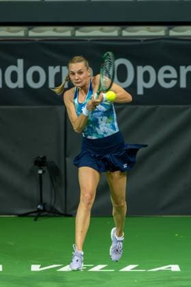 Andorra Open 2023 - Day 2 Dayana Yastremska of Ukraine is in action against Ekaterina Makarova of Russia during the Round of 32 of the Creand Andorra Open Women s Tennis Association WTA, Tennis Damen 2023 tennis tournament at the Poliesportiu d Andorra in Andorra La Vella, Andorra, on November 28, 2023. Andorra la Vella Andorra  Copyright: xMartinxSilvaxCosentinox originalFilename:silvacosentino-dayanaya231128_npPdN.jpg