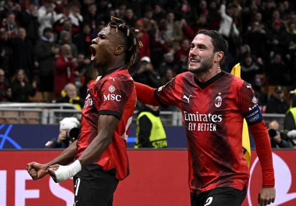 IPP20231128 Football - soccer: UEFA Champions League 2023 2024, A.C. Milan - Borussia Dortmund, Samuel Chukwueze esulta dopo il gol del 1-1 (Verwendung nur in Deutschland - GERMANY ONLY) *** IPP20231128 Football soccer UEFA Champions League 2023 2024, A C Milan Borussia Dortmund, Samuel Chukwueze esulta dopo il gol del 1 1 Use only in Germany GERMANY ONLY 