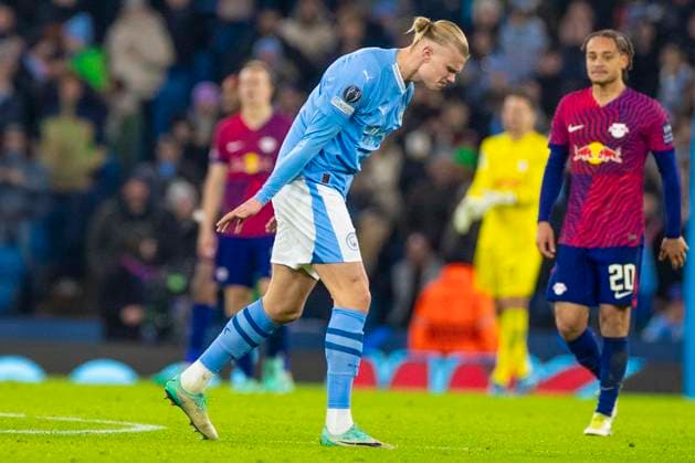Manchester City v RB Leipzig: Group G - UEFA Champions League 2023 24 Erling Haaland, wearing the number 9 jersey for Manchester City, is celebrating his goal during the UEFA Champions League Group G match between Manchester City and RB Leipzig at the Etihad Stadium in Manchester, on November 28, 2023. Manchester Manchester United, ManU Kingdom  Copyright: xMIxNewsx originalFilename:fletcher-manchest231128_npiR2.jpg
