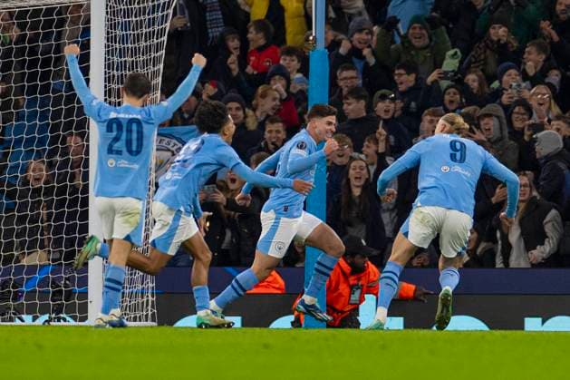 Manchester City v RB Leipzig: Group G - UEFA Champions League 2023 24 Julian Alvarez 19 of Manchester City is celebrating his goal during the UEFA Champions League, Group G match between Manchester City and RB Leipzig at the Etihad Stadium in Manchester, on November 28, 2023. Manchester Manchester United, ManU Kingdom  Copyright: xMIxNewsx originalFilename:fletcher-manchest231128_npueX.jpg