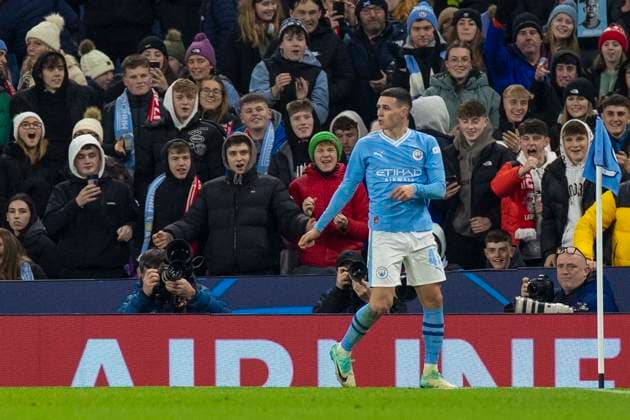 Manchester City v RB Leipzig: Group G - UEFA Champions League 2023 24 Phil Foden 47 of Manchester City is celebrating his goal during the UEFA Champions League, Group G match between Manchester City and RB Leipzig at the Etihad Stadium in Manchester, on November 28, 2023. Manchester Manchester United, ManU Kingdom  Copyright: xMIxNewsx originalFilename:fletcher-manchest231128_npxHx.jpg